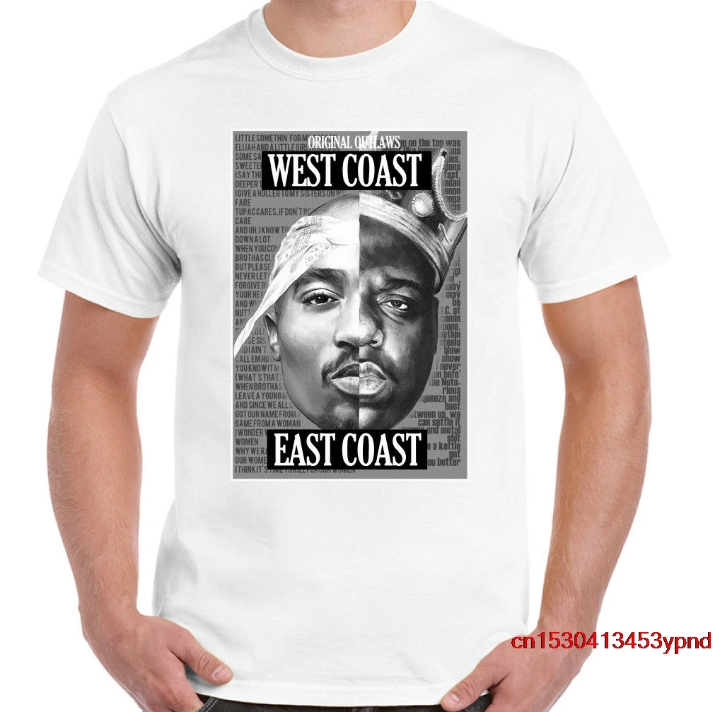 

Biggie Smalls T-Shirt West Coast East The Notorious B.I.G. 2Pac Tupac Mens Rap Hip-Hop tee man's t-shirt