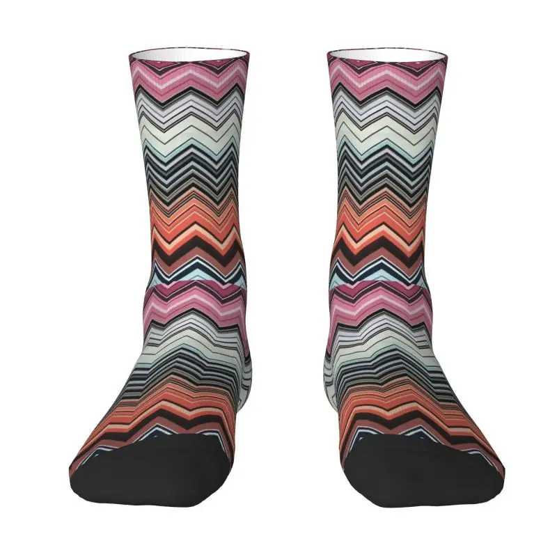 

Missonis Zigzag Camouflage Mens Crew Socks Unisex Funny 3D Print Abstract Geometric Camouflage Dress Socks