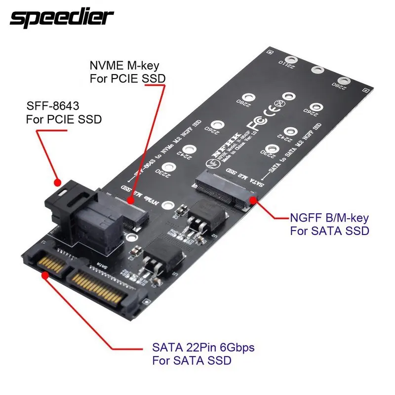 

SFF-8643 To U2 Kit NGFF M-Key To HD Mini SAS NVME PCIe SSD SATA Adapter for Motherboard