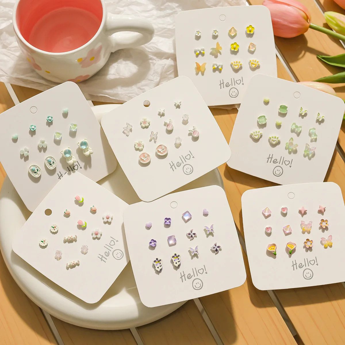 Новые модные яркие блестящие серьги-гвоздики KADRUFI в виде цветов бабочек милые