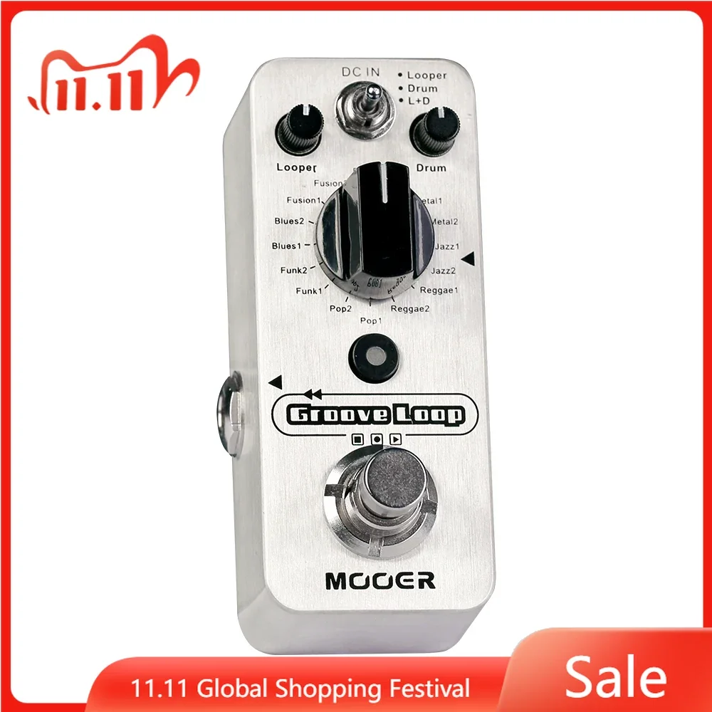 

MOOER Groove Loop Guitar Effect Pedal Drum Machine Looper Pedal 3 Modes Max 20min Recording Time Tap Tempo Guitar Processor