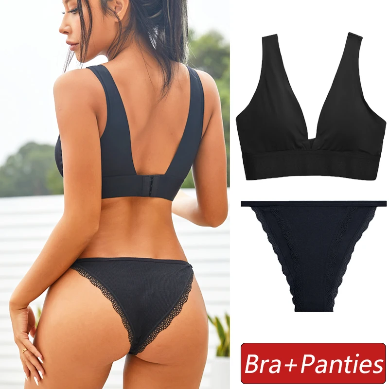 

Women Bra Set Sexy Lingerie Seamless Bralette Intimates Deep V Backless Bras For Women Push Up Bra Back Closure Brassiere S-XL