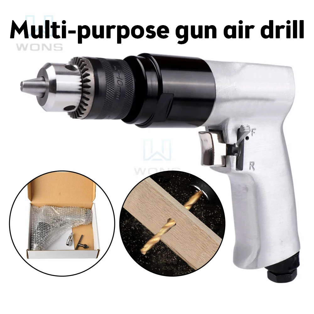 

Portable AD-102 3/8" 1800rpm High-speed Cordless Pistol Type Pneumatic Gun Drill Reversible Air Drill for Hole Drilling