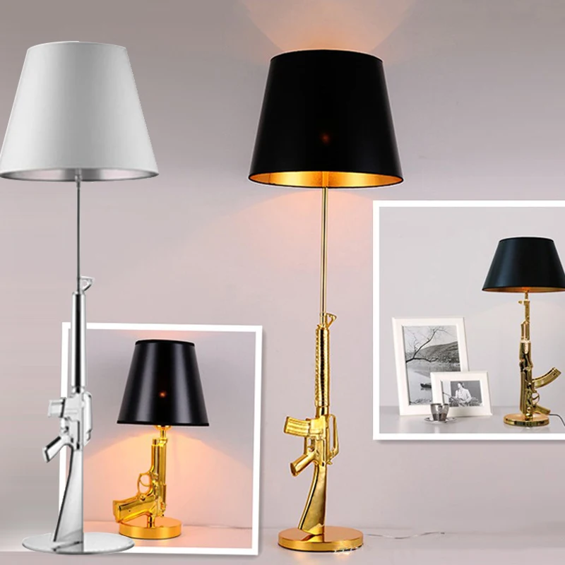 

AK47 Floor Gun Lamp Creative LED Designer Corner Standing Light for Living Room Bedroom Bedside Gold Silver Art Decor Art Decor