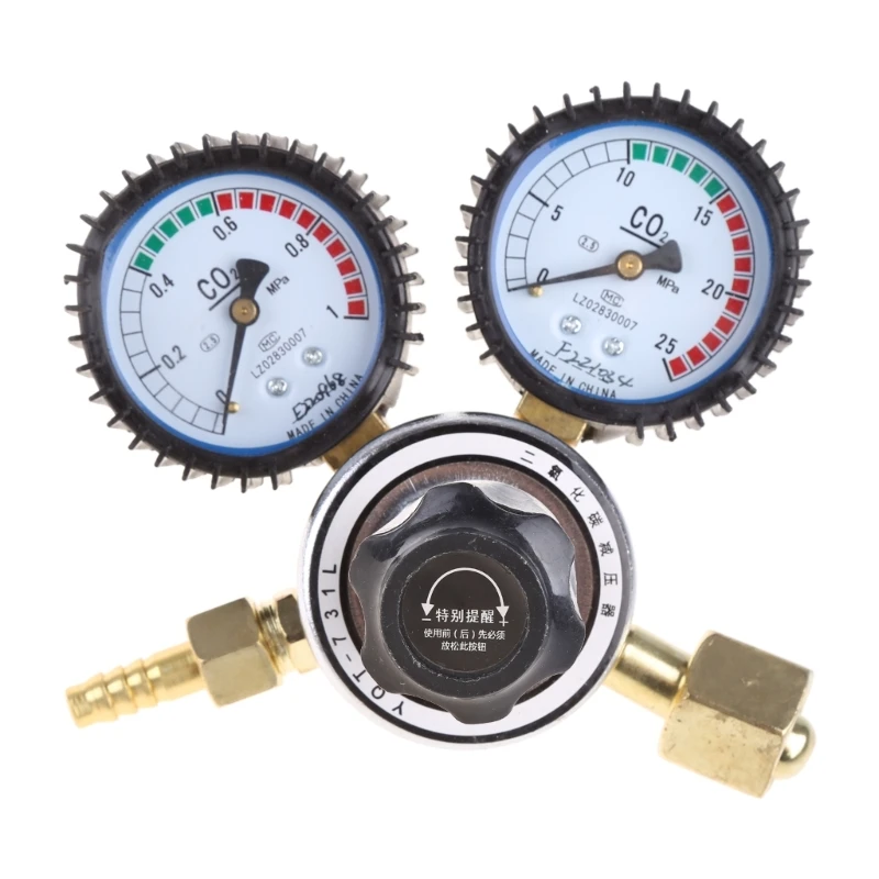 

High Grade 8 Carbon Dioxide Pressure Reducer with Safety for Valve Dual Gauge Dropship