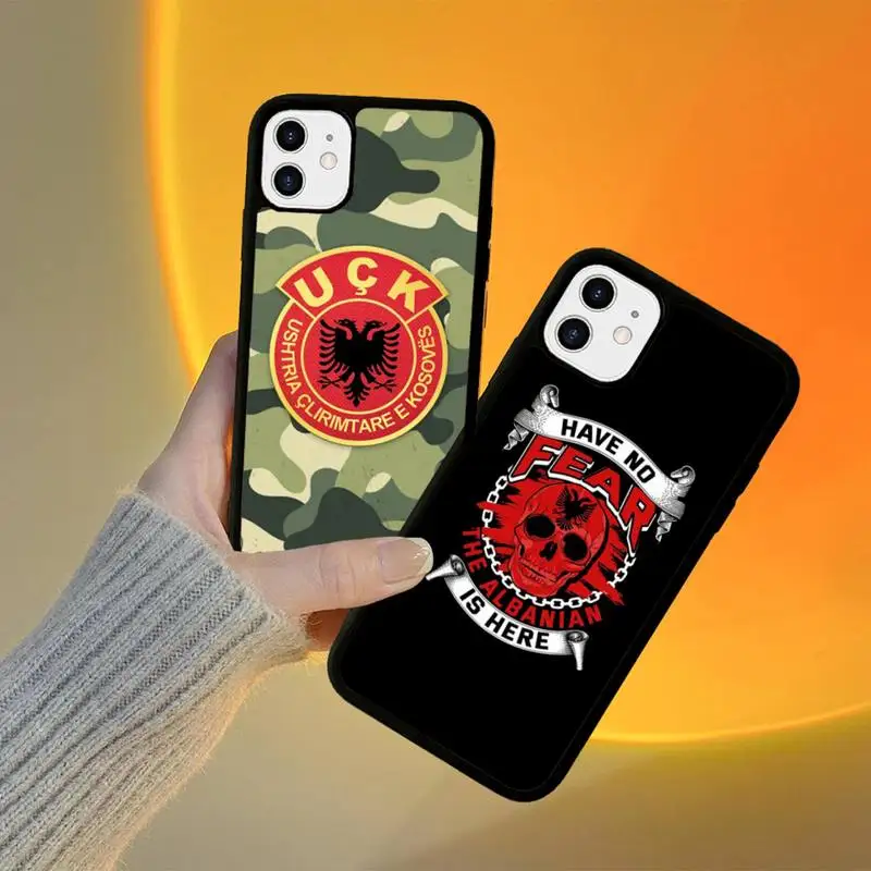 

Albania Flag Eagle Phone Case Silicone PC+TPU Case for iPhone 11 12 13 Pro Max 8 7 6 Plus X SE XR Hard Fundas