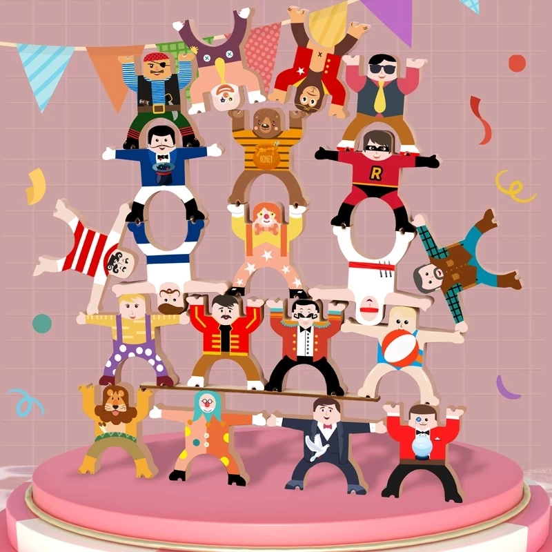 

Children Wooden Balance Blocks Toys Hercules Acrobatic Stacks High Toys Parent-Child Interactive Jenga Games Gift Montessori