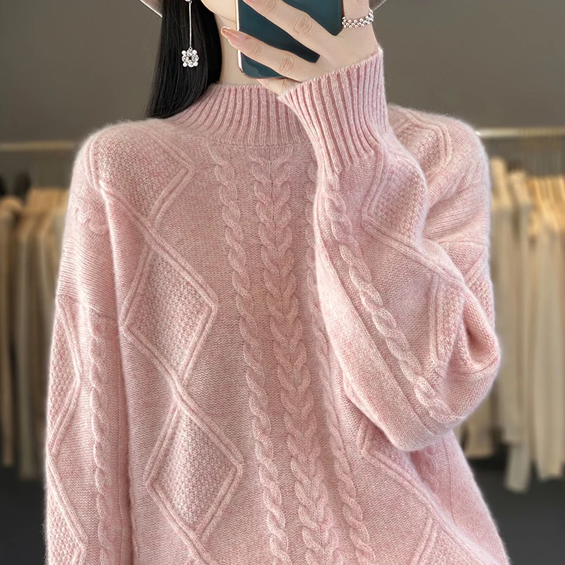 Новый осенне-зимний кашемировый свитер из 100% мериносовой шерсти с вертикальным