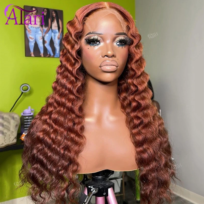 13x6 Ginger Brown Loose Deep Human Hair Wigs Dark Ginger 13x4 Transparent Lace Frontal Wig for Women Pre Plucked Brazilian Wig