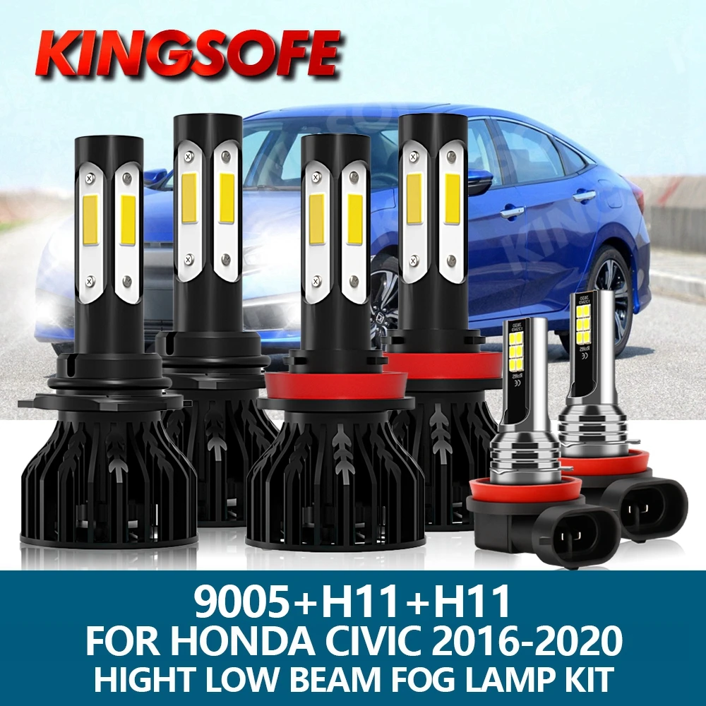 

KINGSOFE Led Headlights Car 9005 H11 6000K 12V 10000Lm Auto Fog Lamps For Honda Civic 2016 2017 2018 2019 2020