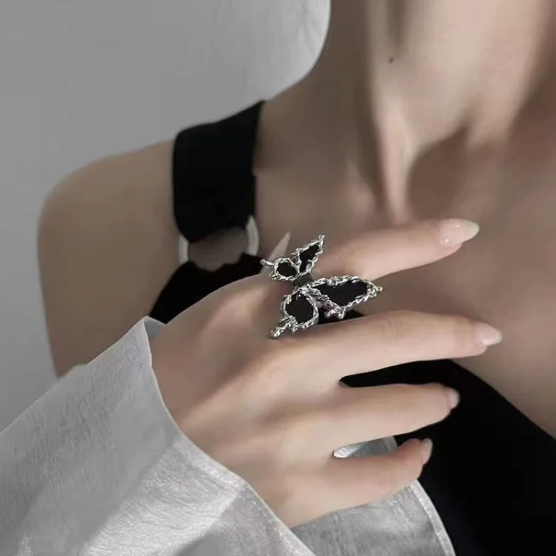 

INS Style Black Butterfly Ring Fashion Personalized Small Design High Sense Ring Female