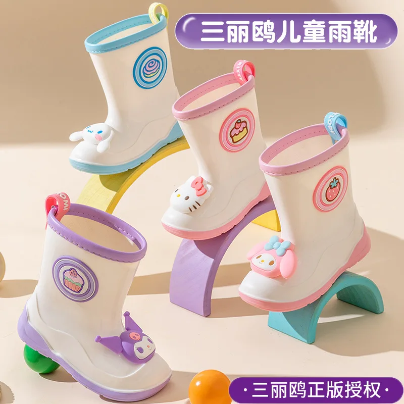 Мультфильм Sanrio детские резиновые сапоги милые Kulomi для девочек Нескользящие