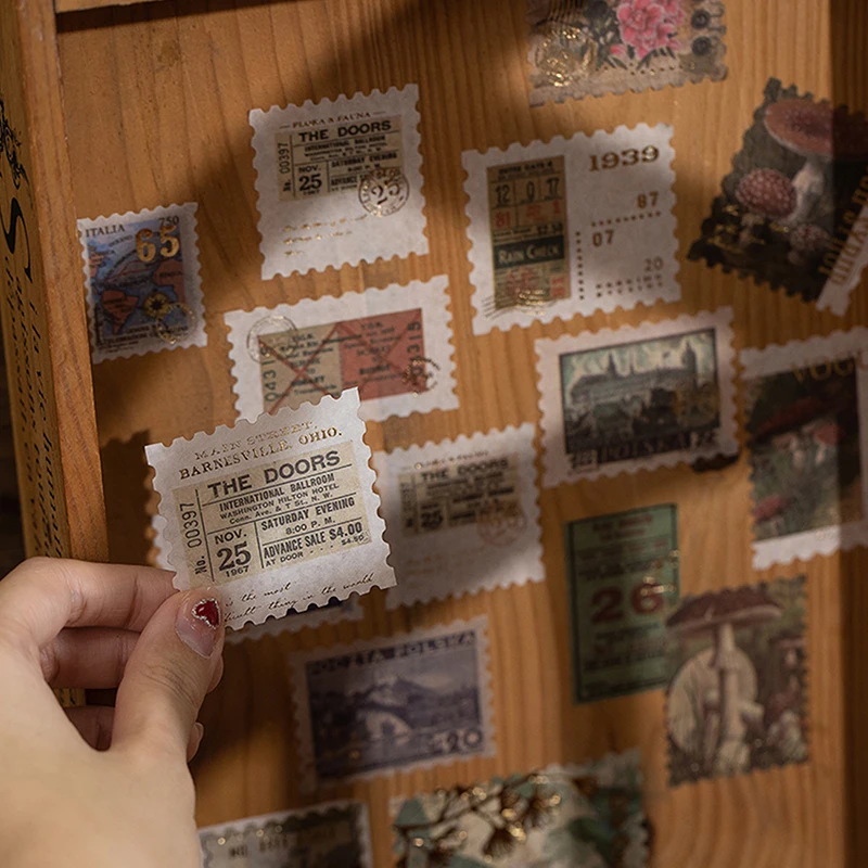 

30Pcs Vintage Flower Ticket Stamp Washi Paper Sticker Package DIY Diary Junk Journal Decoration Label Sticker Album Scrapbooking