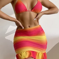 2022 woman swimwear new lace up sexy high waist skirt bikini bikinis swimsuit swimsuit women bottom 3 pices set luxury s l