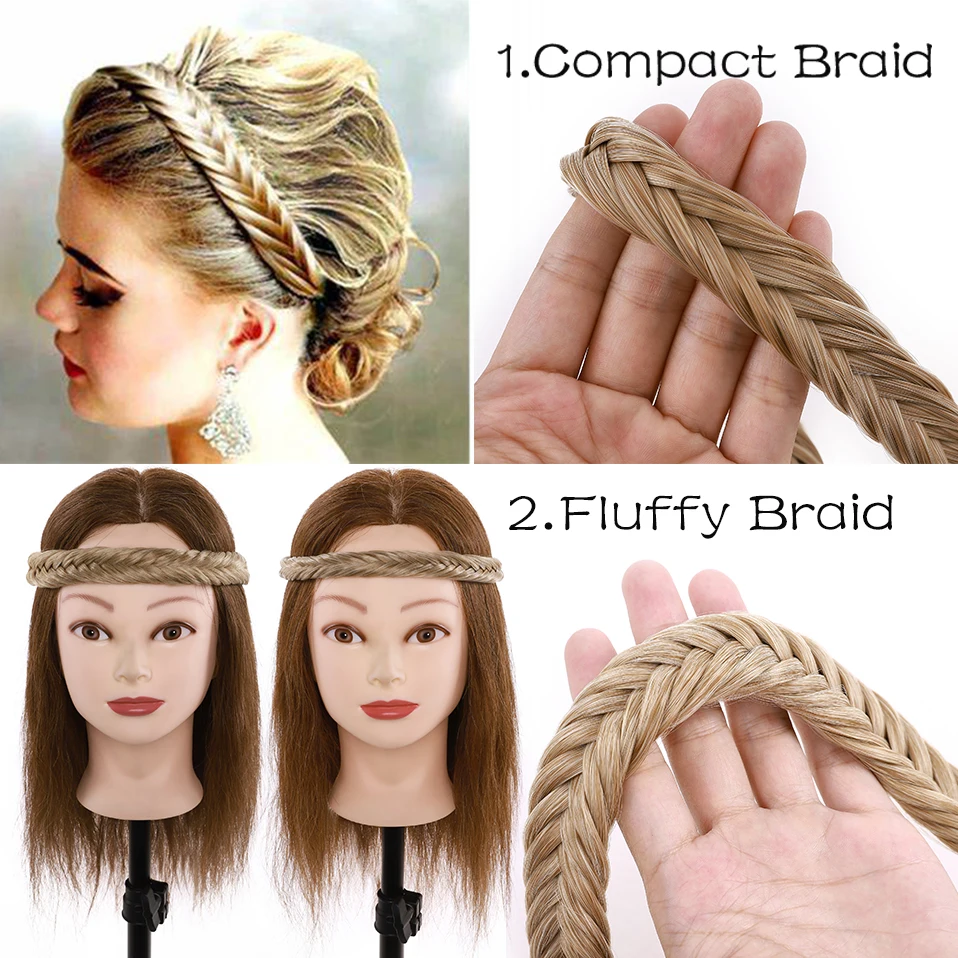 Benehair Synthetic Fluffy Bohemian Plaited Headband Braids Hair Accessories Hairpiece With Adjustable Belt Hairpiece  For Women