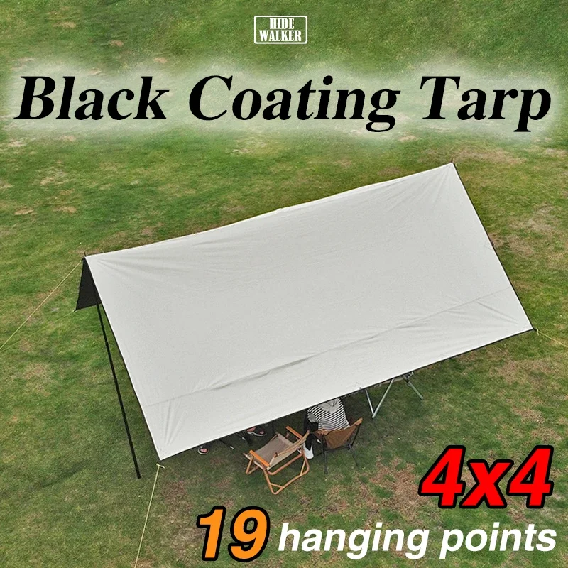 

Black Coating Tarp 4x4 Waterproof Black Coated Tarp Bushcraft Outdoor Camping Tent Tarp Shelter 19 Hanging Points