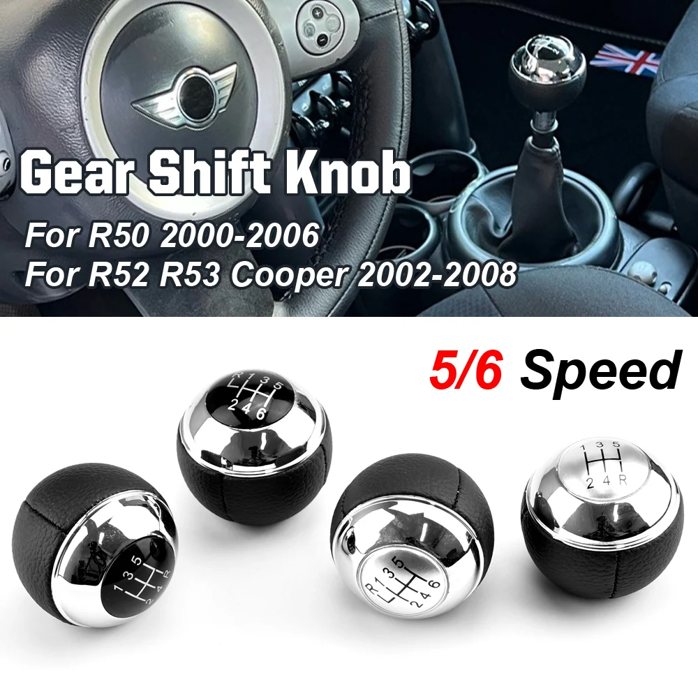 

5/6 Speed Manual Car Gear Shift Knob Shifter Lever Handle Ball Round For Mini R50 2000-2006 Cabrio R52 2002-2008 25117542272