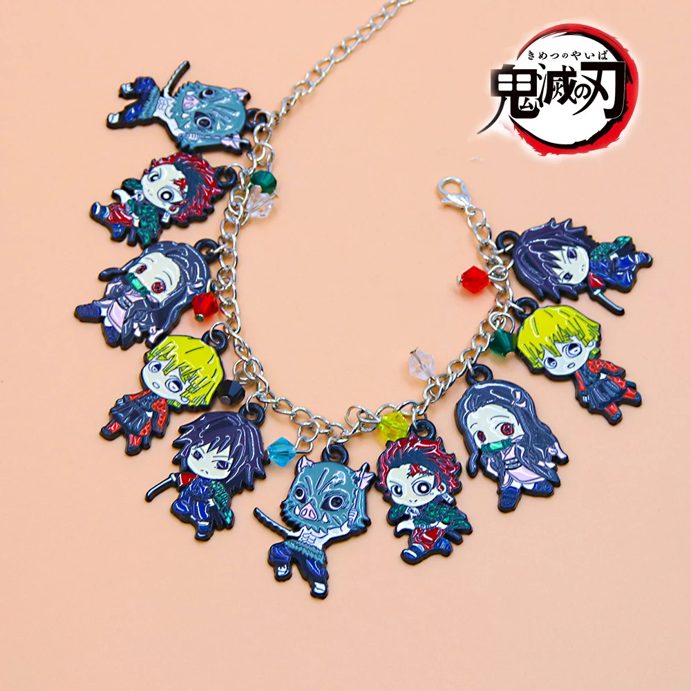 

Demon Slayer Bracelet Kamado Tanjirou Kamado Nezuko Agatsuma Zenitsu Hashibira Inosuke Metal Gift For Women Man and Anime lovers