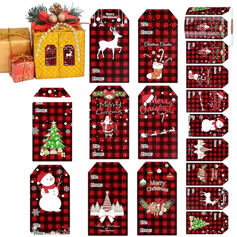 

Рождественские самоклеящиеся наклейки для подарков, 300 шт., рождественские наклейки, прямоугольные специальные наклейки для рождественски...
