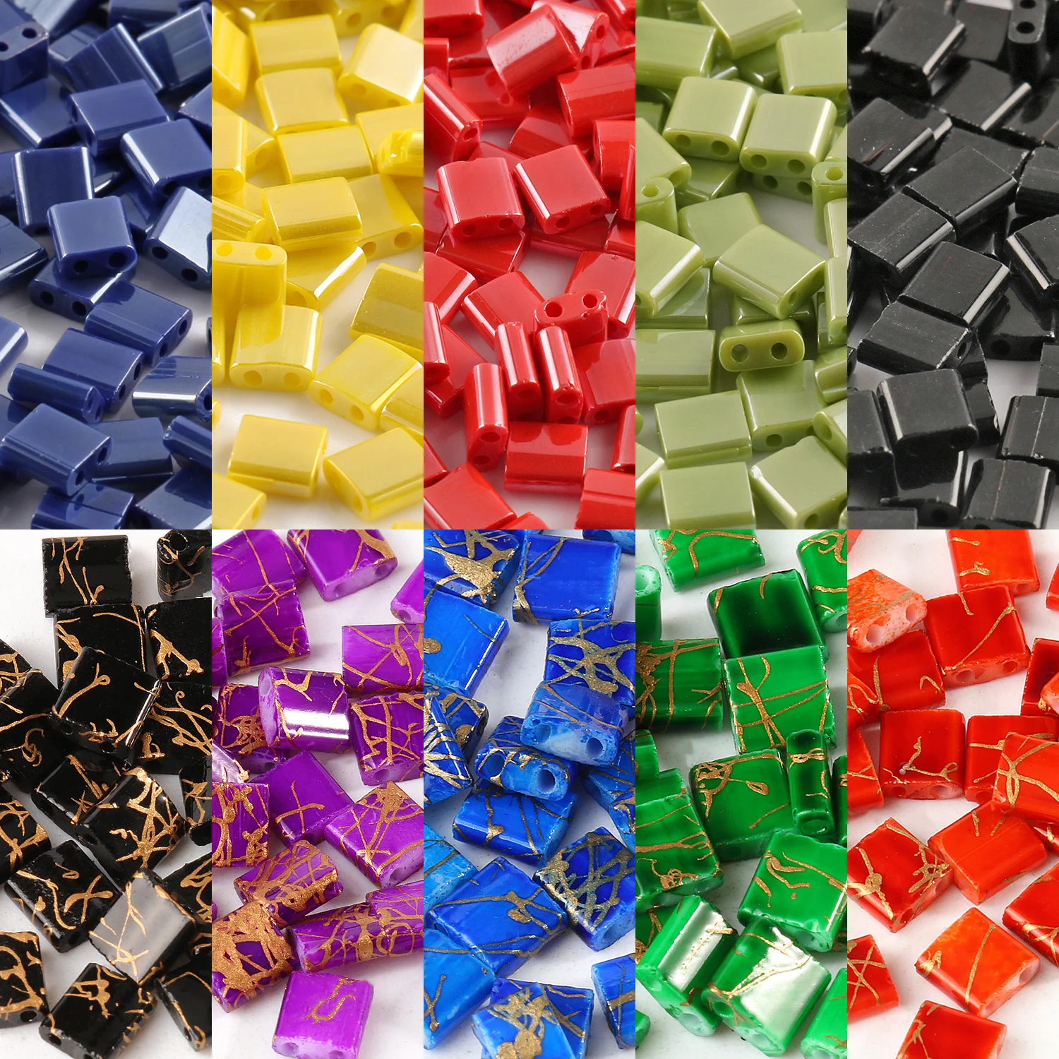 50 шт./партия, стеклянные бусины с двумя отверстиями, 5 х5х2 мм