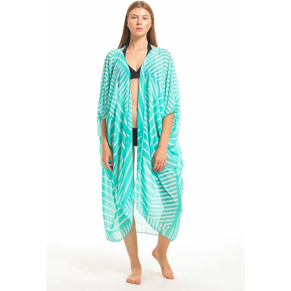 

Пляжное кимоно Dorlie из шифона | ELB33597 в зеленую полоску