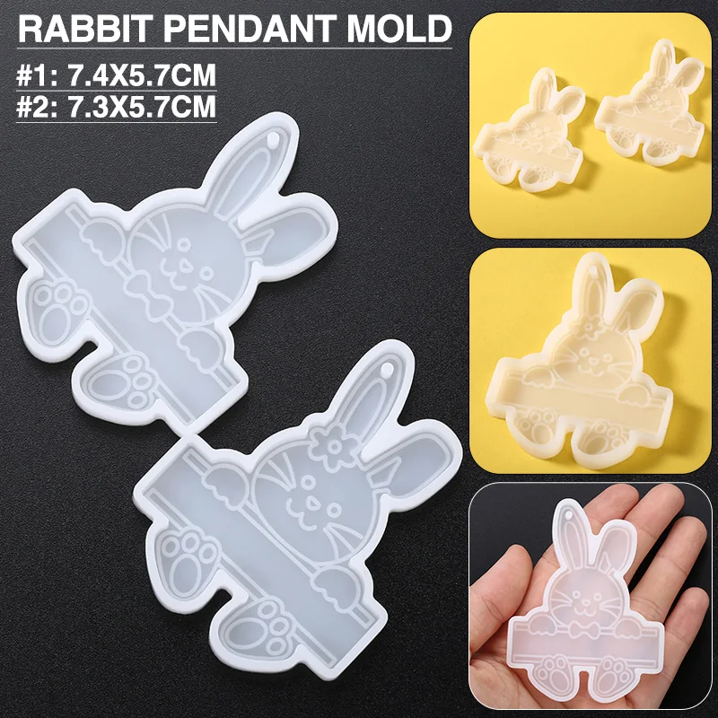 

1pc Easter Bunny Silicone Casting Mold Rabbit Shape Keychain Epoxy Mould DIY Pendant Keychain Jewelry Making Tools