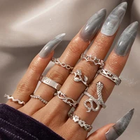 ydl bohemian silver color plating chain rings set for women fashion boho flower snake star rings party 2022 trend jewelry gift