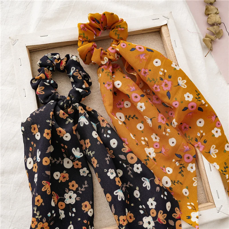 

Summer Chiffon Ribbon Hair Scrunchies Hair Ties Rope women Elastic Hair Bands Scarf Ponytail Holder Girls Hair Accessories 2021