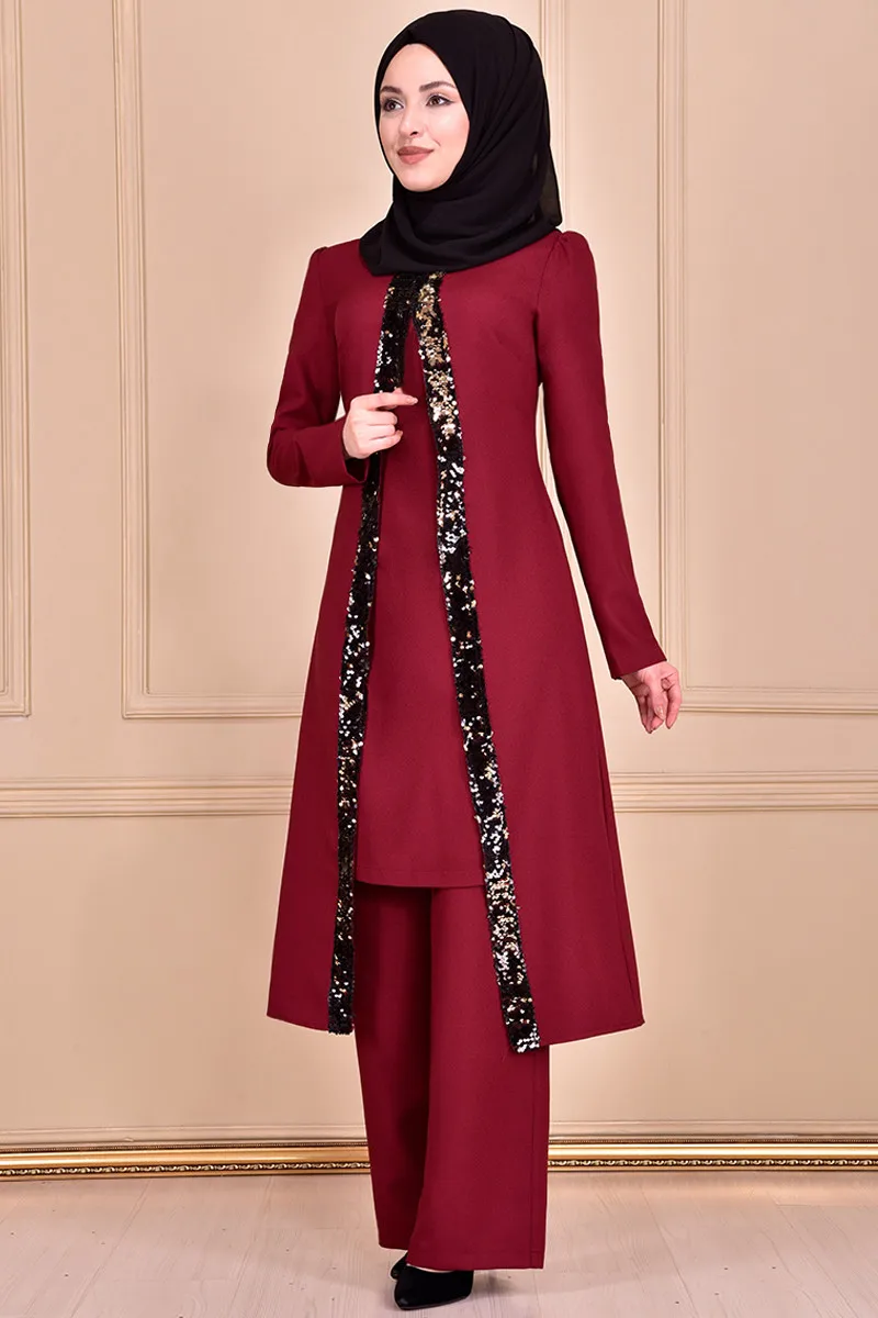 Комбинированные бордовые платья для женщин, платье-Абая, мусульманское женское платье, саудовская Арабская Абая, хлопчатобумажные мусульм...