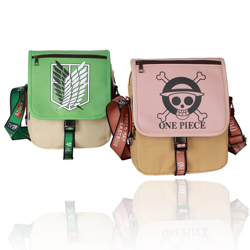 E-Mell Attack on Titan Demon Slayer One Piece Tokyo Ghoul Totoro Single Shoulder Message Canvas Bag Chest Pack