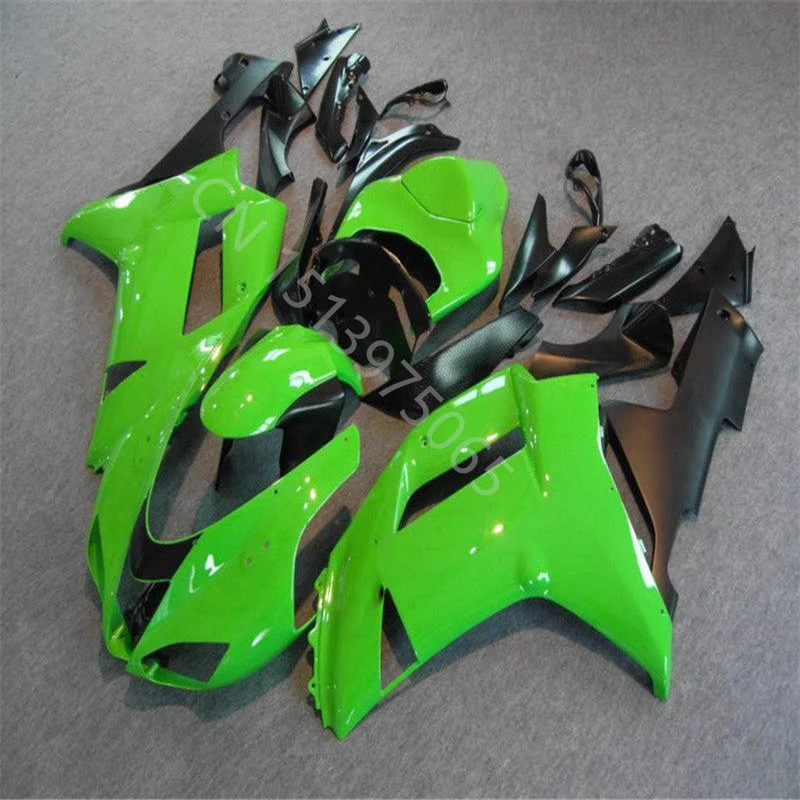 

Fashion plastic fairing for Kawasaki ninja ZX6R 07 08 green black Injection molding ZX6R 2007 2008 ZX6R 07- 08 fairing set
