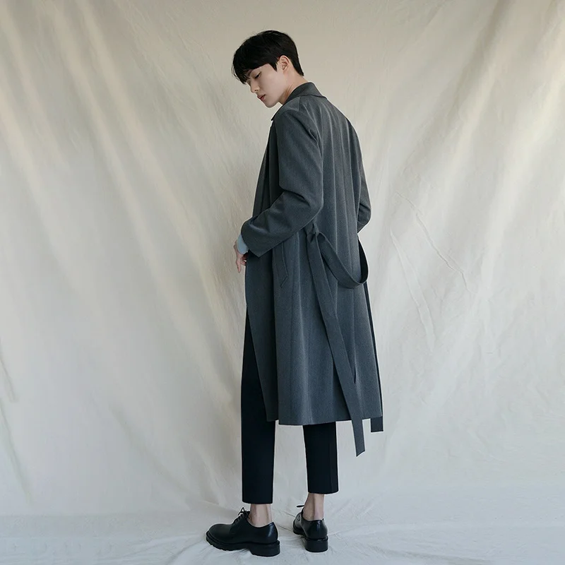 Мужская Повседневная ветровка средней длины трендовая Длинная до колена в