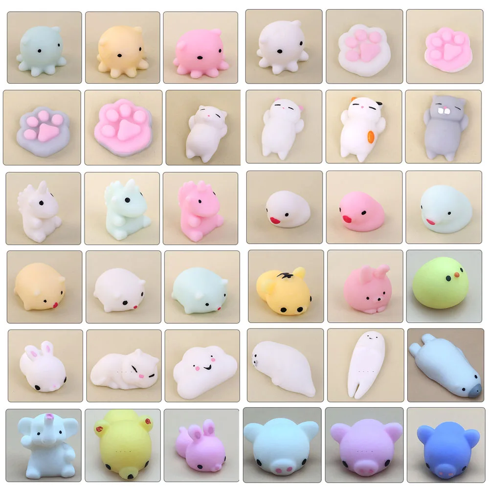 

50-3PCS Kawaii Squishies Mochi Squishy Toys Squeeze Fidget Gifts for Party Favors for Kids Animals Antistress Stress Relief Toy