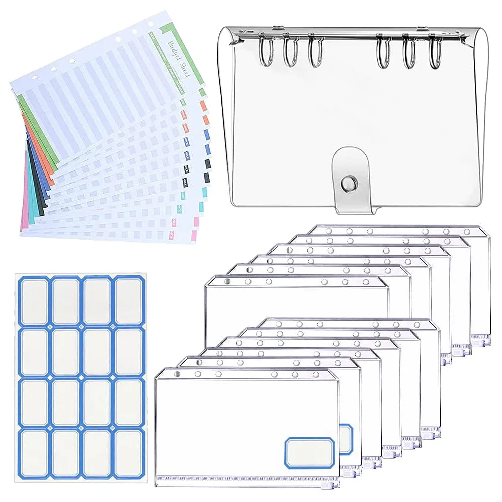 

Budget Sheet Binder Cash Paper Expense Notebook Notepad Business A6 Account Tracking Transparent Labels Stickers Round Ring