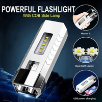 2 core super bright flashlight cob side light rechargeable multifunctional waterproof torch 3 modes outdoor strong lamps camping
