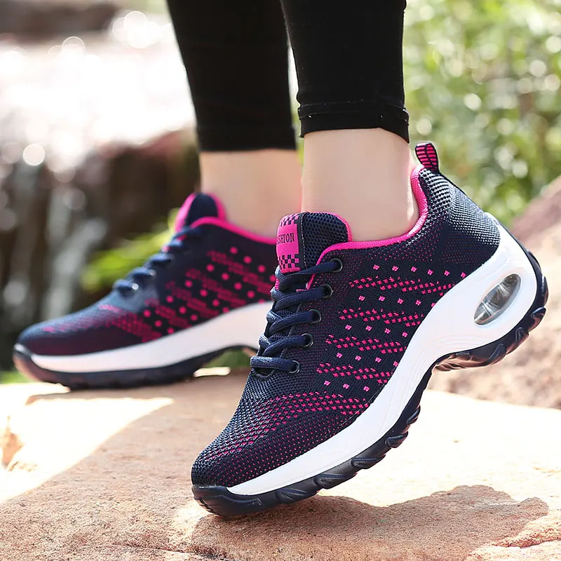 Women Running Shoes Mesh Breathable Walking Shoes Thick Bottom Lac-Up Gym Jogging Shoes Outdoor Casual Sneakers Zapatillas Mujer