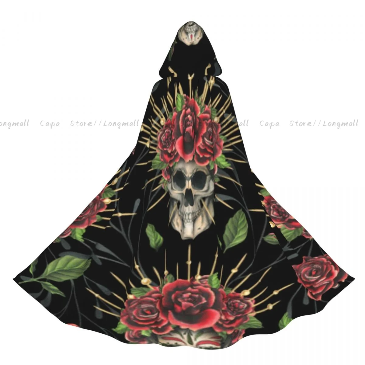 Черепа с красными розами корона ветки плащ капюшоном карнавальный костюм на