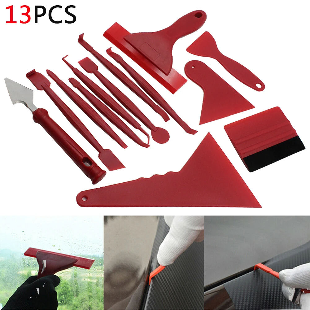 13PCS Car Wrap Edge Film Tools Squeegee Scraper Set Kit Window Tint Glue Remover Car Tools