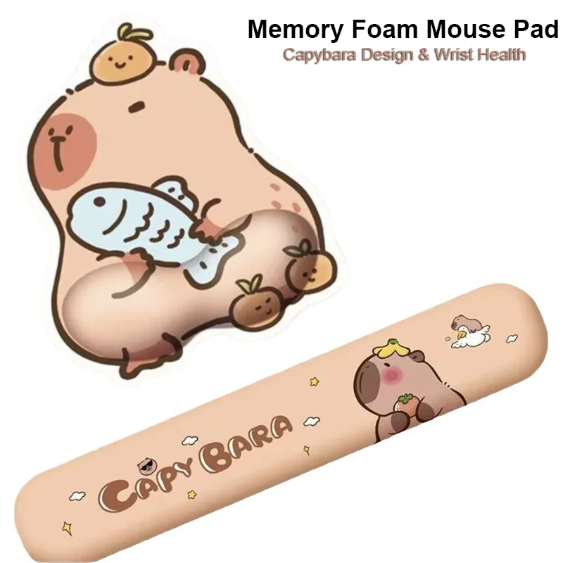 Мультяшный милый коврик для мыши с капибарой из пены эффектом памяти подушка