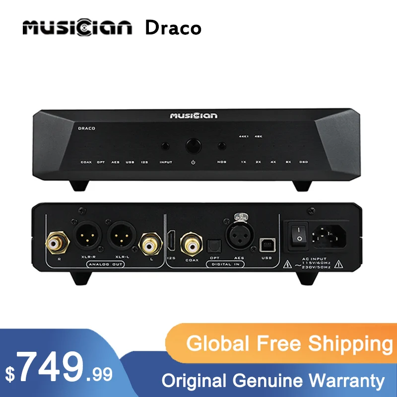 Музыкант Draco R2R DAC I2S/коаксиальный/оптический/элегантный/USB вход RCA/XLR