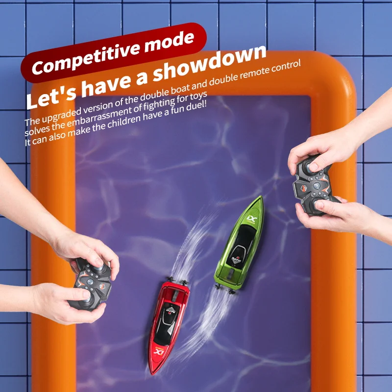 

Double Athletics with Air Cushion Pool Mini Remote Control Boat with LED 2.4G Radio Controlled Summer Water Toy Gift
