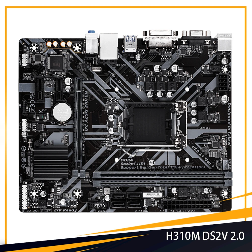 

H310M DS2V 2.0 For Gigabyte Desktop Motherboard LGA1151 H310 2*DDR4 DIMM Slots 32GB 4*SATA 3.0 Ports Micro ATX High Quality