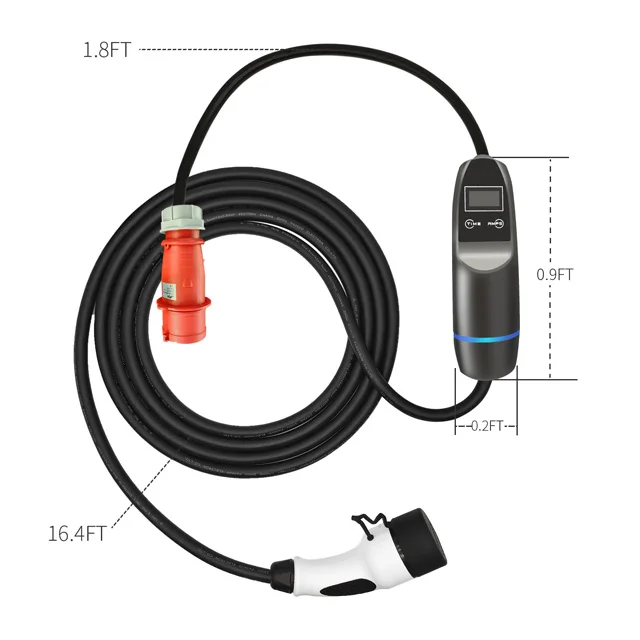 

Khons Smart portable Type 2 portable EV charger 16A 3phase adjustable with timer & LCD display car screen evse controller