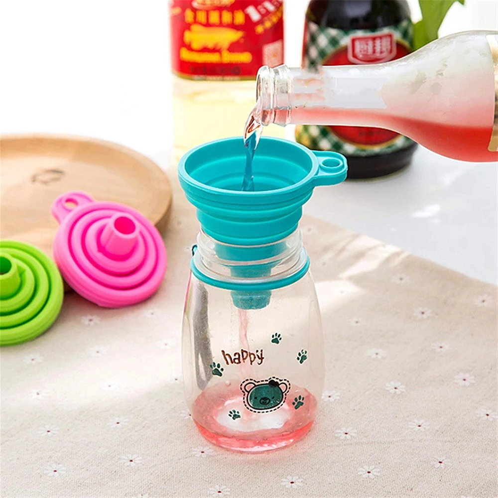 

Mini Silicone Folding Funnel Portable Home Kitchen Liquid Dispenser Telescopic Long Neck Funnels Kitchen Gadget Accessories Hot