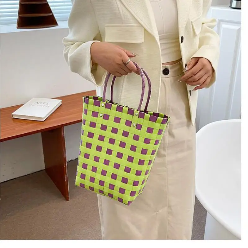 

Chessboard case, cabbage basket, hand woven fashion, simple bag