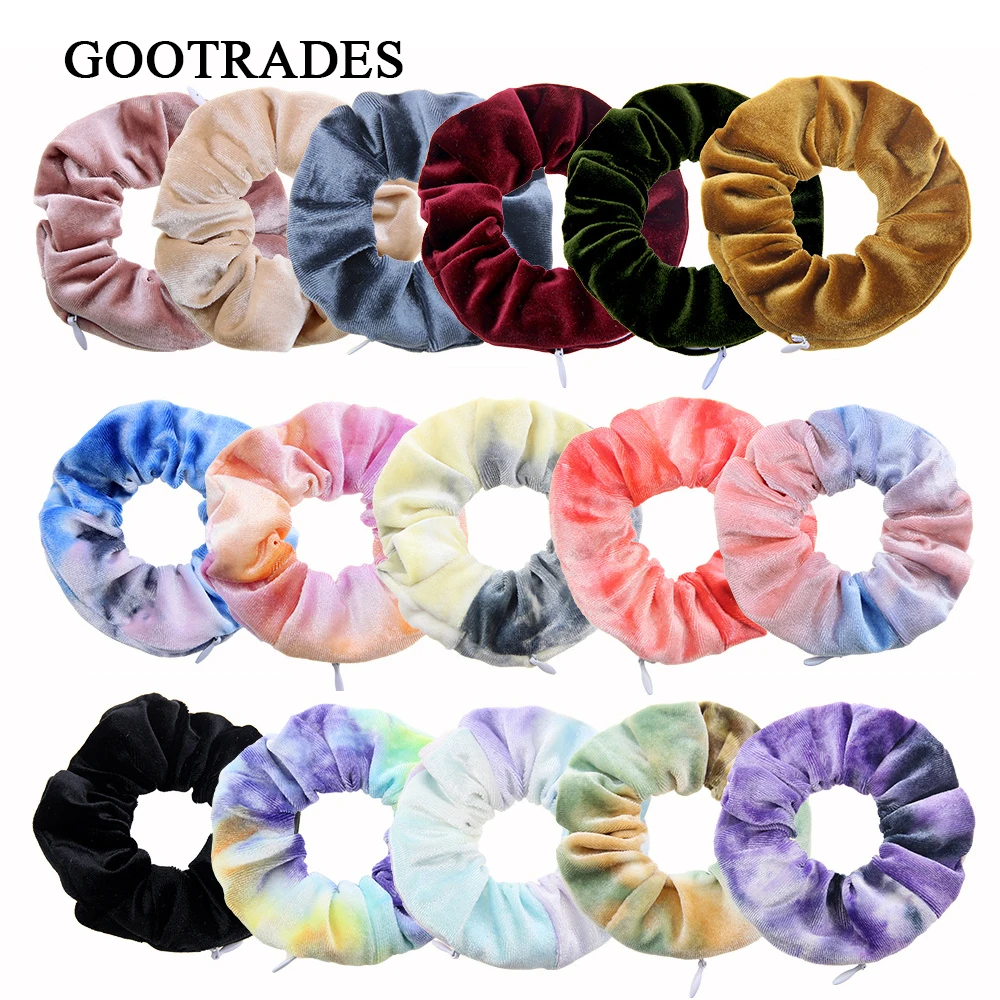 

Zipper Korean Velvet Scrunchie Women Girls Elastic Hair Rubber Bands Accessories Pocket Wallet Hair Scrunchies Hair Accessories
