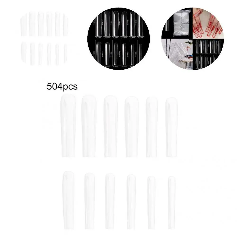 

504Pcs/Set Fake Nails Decorative Convenient Smooth Surface Flat Square Flatter Straight Tip for Beauty Nail Tip Fake Nails