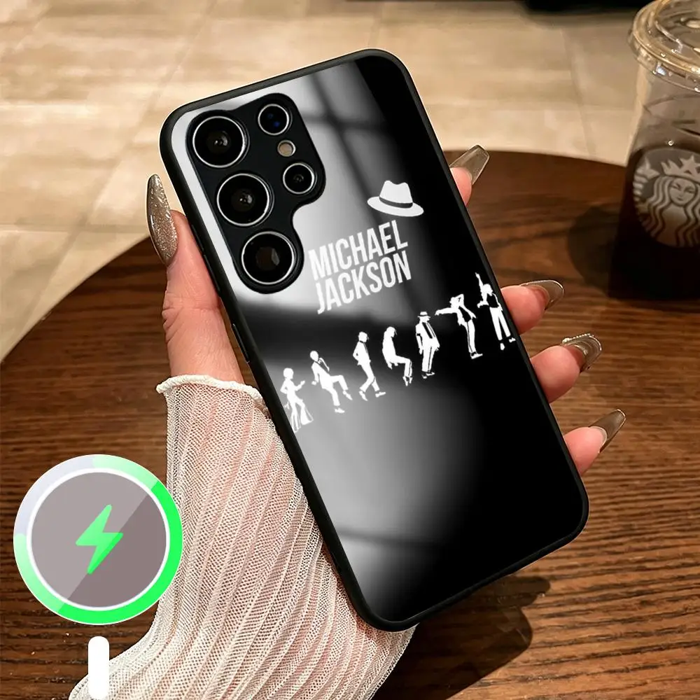 Фото Чехол для телефона с рисунком Dance King Michael Jackson для Samsung S26 S25 S24 S23 S22 S21 Plus Ultra Fold A, стеклянный магнитный чехол №4