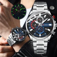 curren simple and versatile quartz watch sports stainless steel strap business mens luminous pointer watch relogio masculino