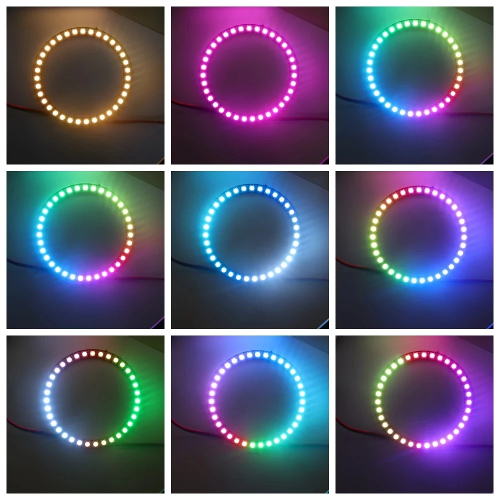WS2812B DC5V Led Pixel Ring Individul AddressabIe Ring 5050 RGB WS2812 IC BuiIt-in Led ModuIe And 14Keys Lock USB  Controller images - 6